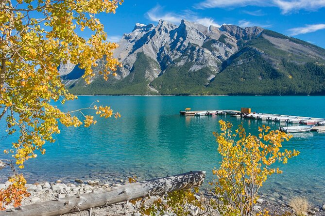 Banff Gondola, Lake Louise, Emerald Lake and Lake Minnewanka Tour - Two Jack Lake: turquoise calm with Mount Rundle behind it