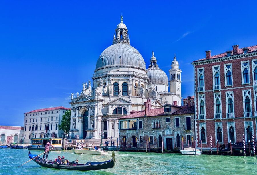 Venice: Shared Gondola Ride through the Lagoon City - Teatro La Fenice and Punta della Dogana: the Venice contrast shot